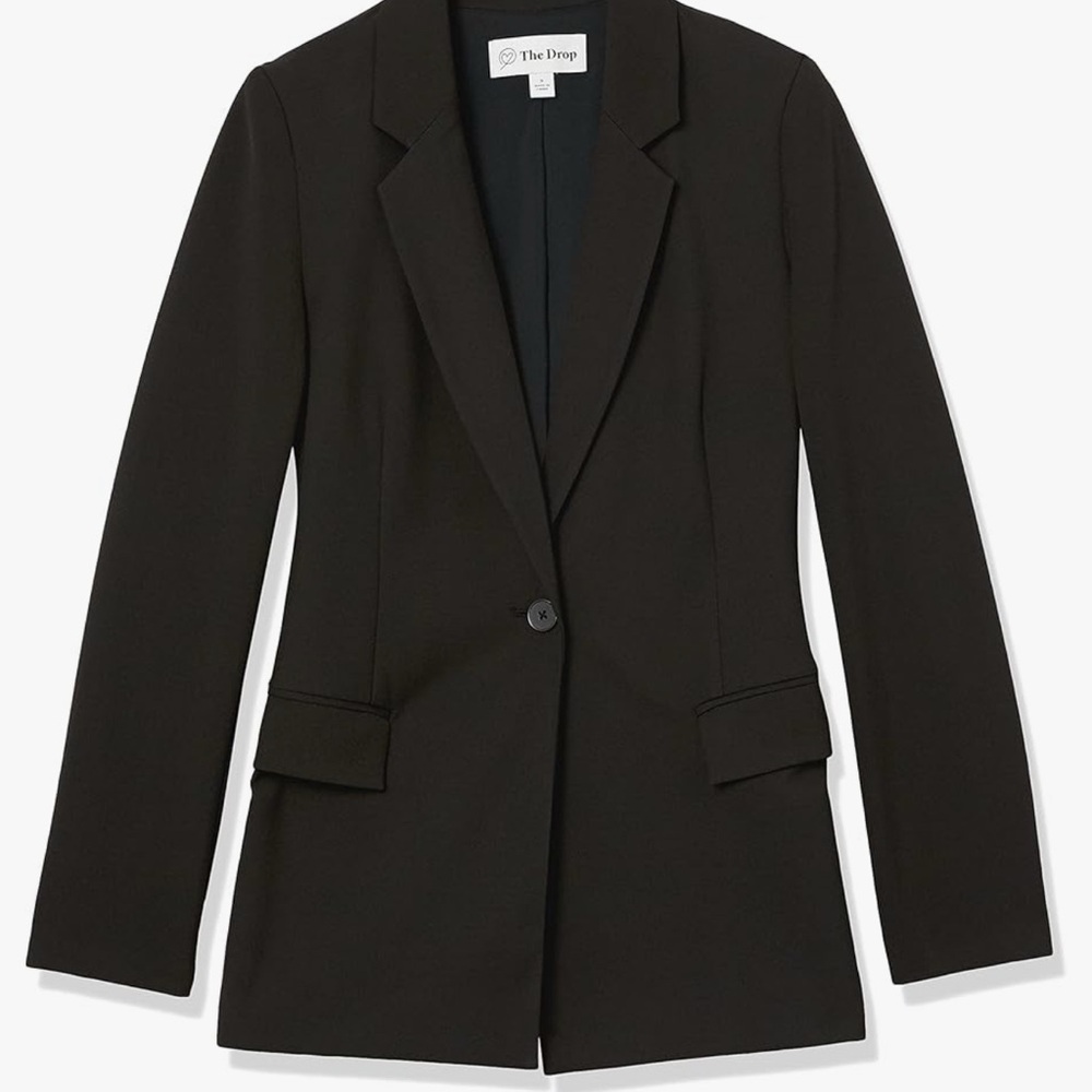 The Drop Plus Size Blake Long Length Black Blazer 3X